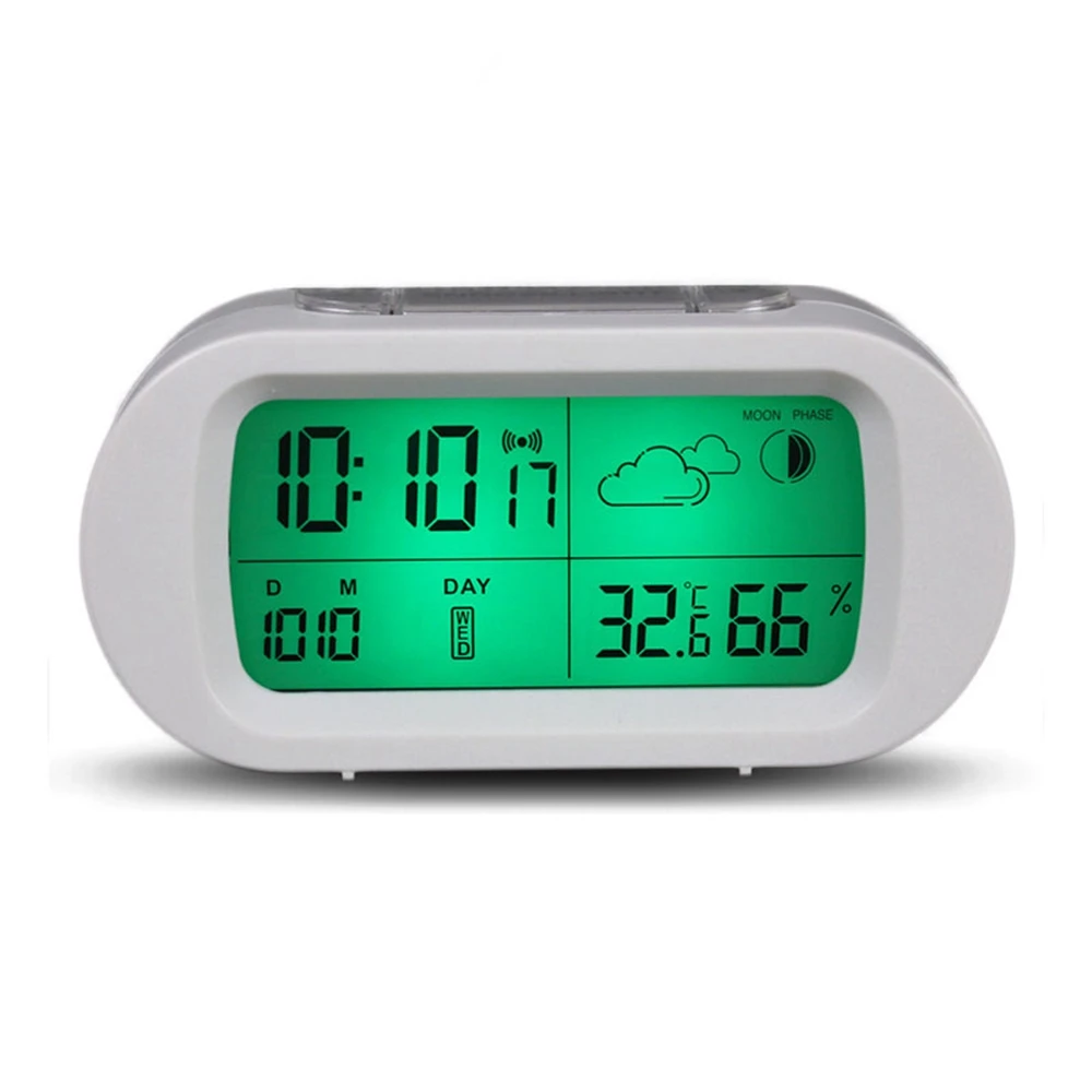 

High Quality Digital Time Thermometer Date Weather Display Snooze Mode Alarm Clock with LCD Screen for Smart Home Electronics
