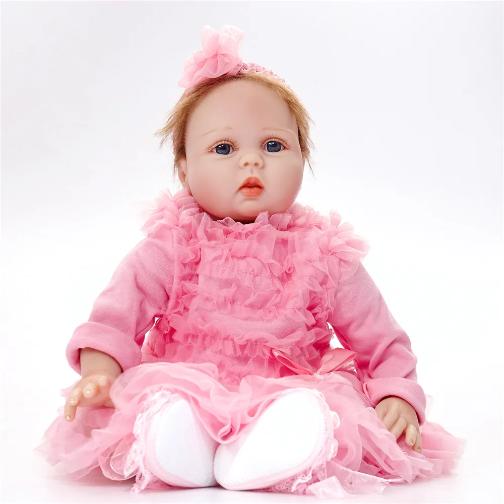 

22 inches Soft Silicone Newborn Girl Doll Lifelike Reborn Baby Doll Toy with Cloth Body for Kids Birthday Christmas Xmas Gift