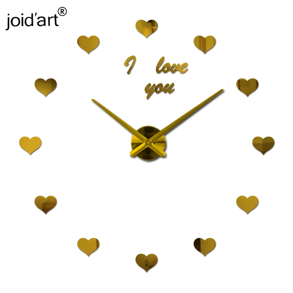 Best new 3d wall clock diy clocks reloj de pared Quartz watch Living Room Simple Love Circular Acrylic mirror stickers horloge
