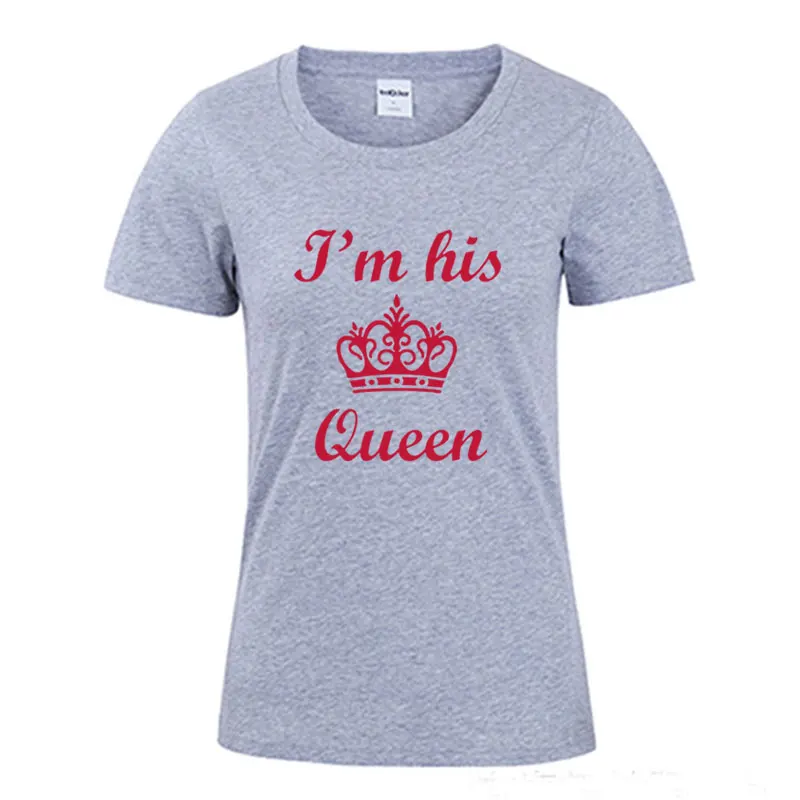 Новая летняя женская футболка J'm Her King His Queen забавная Удобная хлопковая с