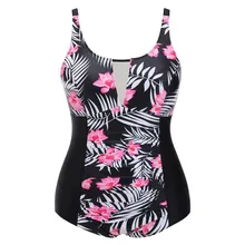 Летнее сексуальное бикини размера плюс, Женский Цельный купальник с цветочным принтом, винтажный Мягкий купальник пуш-ап, бикини