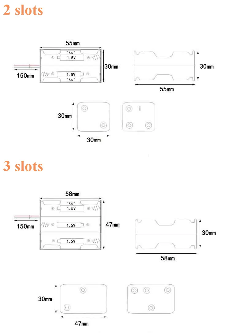 Double Side 468xAA Battery Holder Case Box Black With Wire Lead For AA batteries (2)
