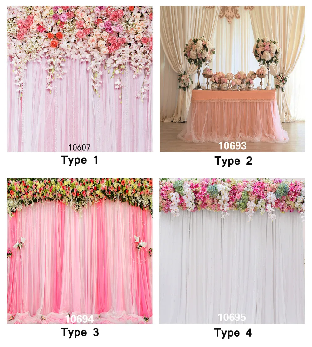 

8X8ft Flowers Curtains Party Table Backdrop Photo background for Wedding Children Fond studio Vinyl Cloth Photography backdrops