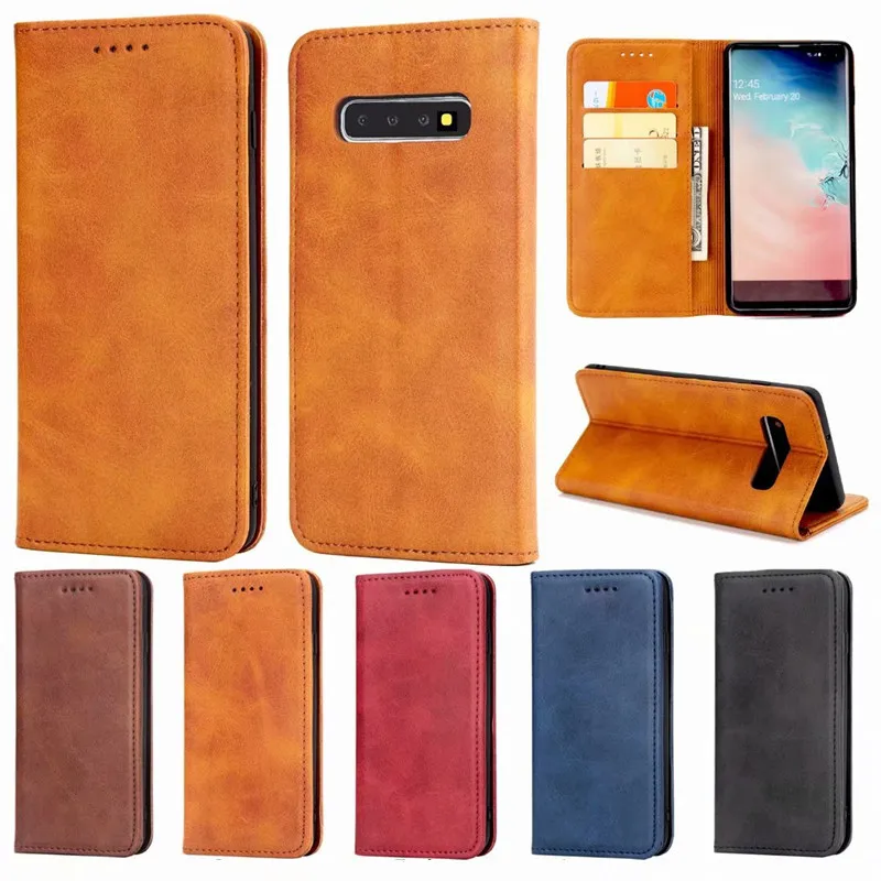 

Magneet Flip Case Voor Galaxy S10 S10E S8 S9 Plus Pu Leather Wallet Stand Cover Case Voor Galaxy A50 M10 A750 A30 Silicone Shell