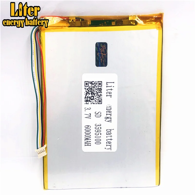 1,0 мм 5pin pc-коннектор 3,7 V 3595100 6000mah аккумуляторная батарея lipo Солнечная зарядка для литиевого аккумулятора литиевая батарея планшетный ПК