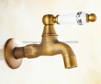 

Antique Brass Single Ceramic Handle Cold Water Faucet Wall-mounted Mop Pool Sink Tap for Kitchen Bathroom Garden Bav133