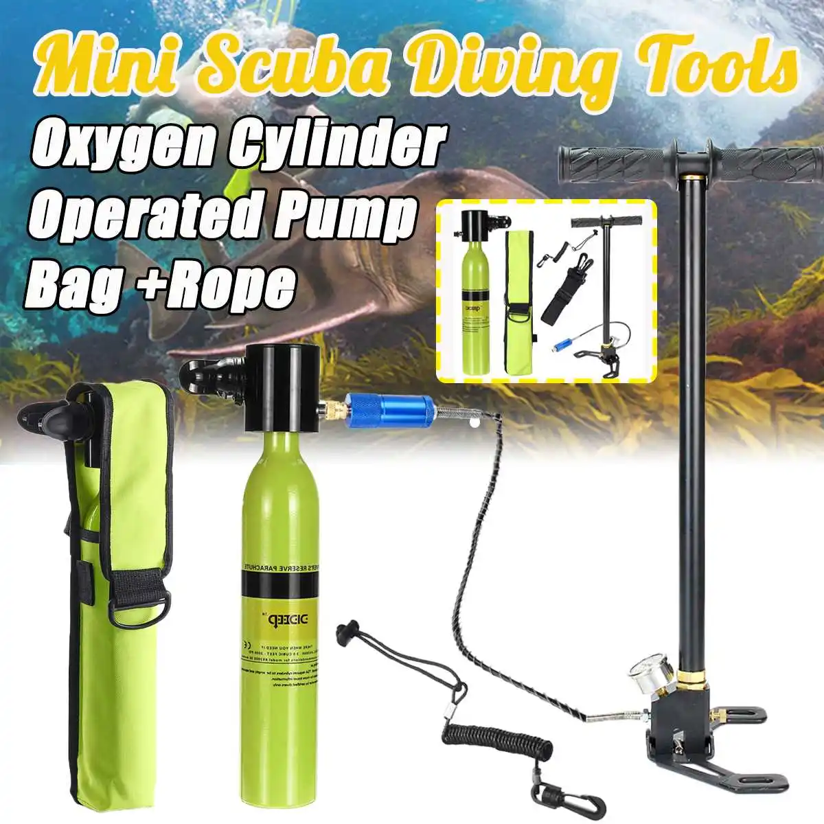 

Diving Equipment Snorkel Hand Operated Pump For 0.5L Mini Scuba Diving Cylinder Oxygen Air Tank Snorkeling High-pressure Pump