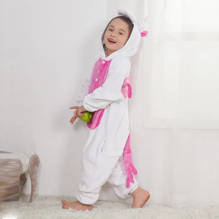 Кигуруми Onesie Дети Единорог пижамы детские животные панда комбинезон с изображением свинки костюм для мальчиков и девочек Зима Дети Единорог пижамы одеяло