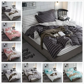 

Classical Stripe Duvet Cover AB Side Simple Style Bedding Set 4pcs Bed Linen Queen King Big Size Bedspread Sheet 180x220 200x230