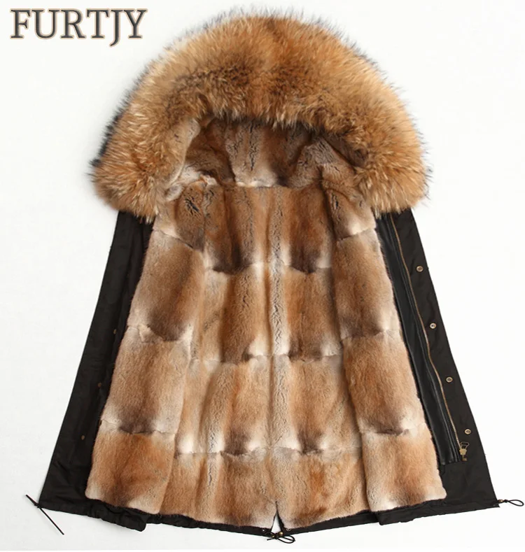 

Waterproof Parka Winter Jacket men‘s Real Fur Coat Natural Raccoon Fur Collar Hood Mink Fur Liner Detachable Streetwear