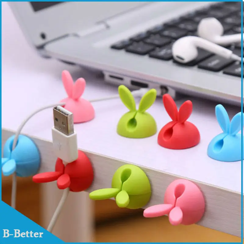 Free shipping 16pcs/lot Rabbit Colorful cable protector Cable holder