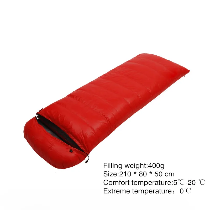 Открытый Кемпинг вниз спальный мешок 400 г 600 г одиночный взрослый Сверхлегкий держать теплый поход скалолазания альпинизма наружного оборудования - Цвет: Red 400g