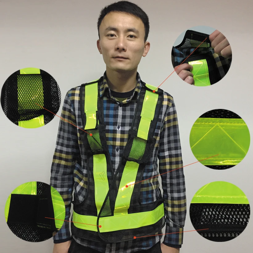

High Visibility Night Work Security Traffic or Cycling Safety Reflective Vest