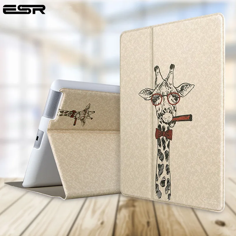 

For Apple IPad 2 3 4 Case,ESR Tablet Illustration PU Leather Flip Stand Case for IPad2 IPad3 IPad4 Cover Funda Skin Shell Case
