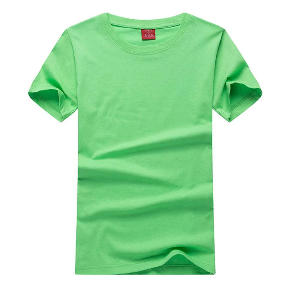 Пустая Футболка белая и черная Базовая Рабочая Футболка с круглым вырезом 180GSM хлопковые футболки с коротким рукавом, Дешевые топы, футболки - Цвет: light green