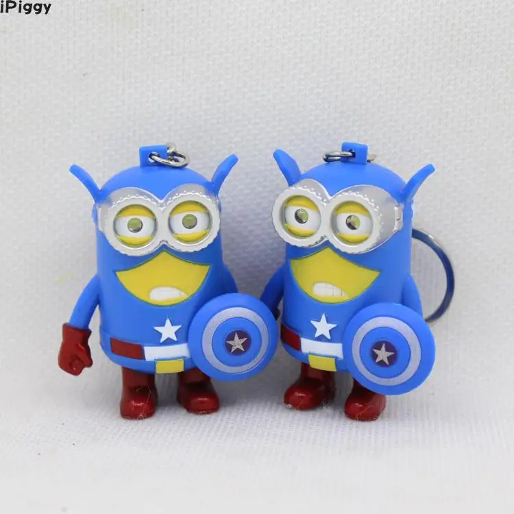 IPiggy Новый светодиодный 3d брелок с миньонами фонарик фонариком со звуком подарок