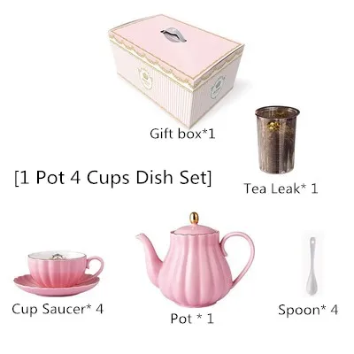 Английский стиль [1 чайник+ 6 чашек] кофейная чашка набор посуды Европейский керамический простой послеобеденный чайный набор Подарочная коробка американская чайная кружка - Цвет: 12