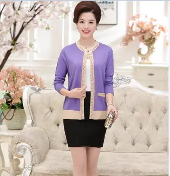 

New Arrival Autumn & Spring Women's Cardigan Casual Long Sleeve Sweater Coat Mother Beaded Knit Cardigan