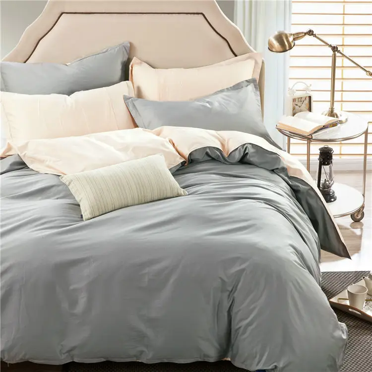 Fashion solid cotton duvet cover 4pcs bedding set full,simple larry