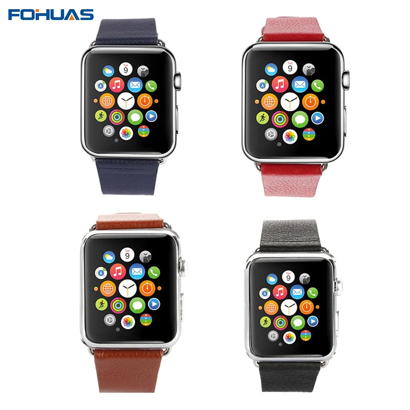 

FOHUAS Cowhide Genuine Leather Strap Wartch Band For Apple Watch 44mm 40mm iWatch 42mm 38mm With Connector New in Retail Package