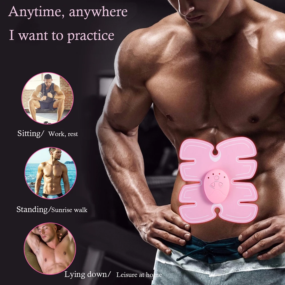 Новый Ems стимуляция мышц розовый цвет тренажер умный фитнес стимулятор ABS тело