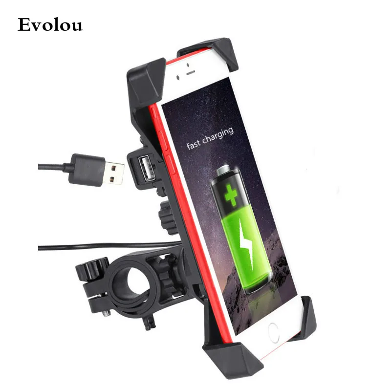 Universal USB Charger Motorcycle Phone Holder for Samsung Galaxy S9 S8 S7 Edge Mobile Support Bracket GPS Bike Holder For Huawei