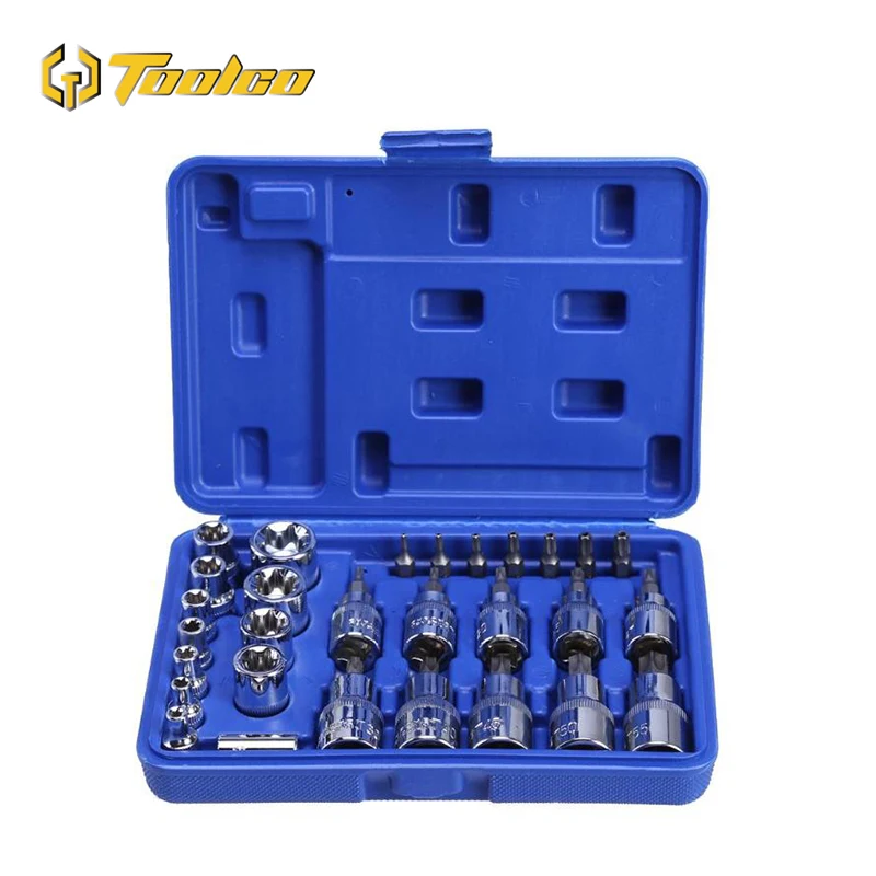 

29PC Torx Star Sockets Set & Bit Male Female E & T Sockets Chrome Vanadium Steel Ratchet Screwdriver Bit for Mechanic Repair