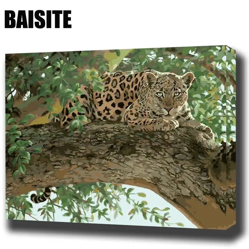 

BAISITE DIY Framed Oil Painting By Numbers Animal Pictures Canvas Painting For Living Room Wall Art Home Decor E821