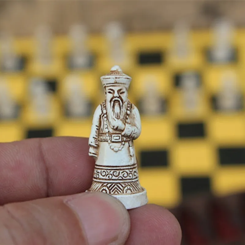 Chess Pieces and Board Antique Leather