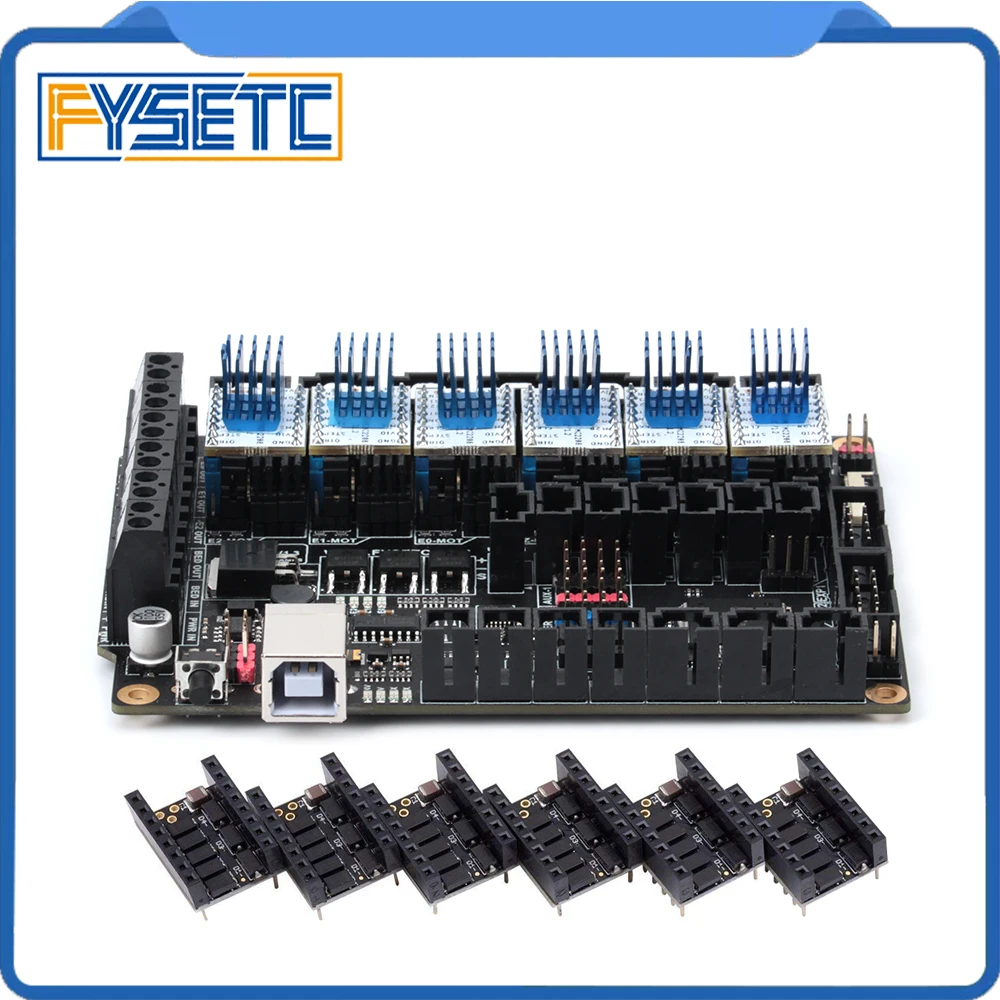 Плата все в одном FYSETC F6 V1.3 системная плата для электроники + 6 шт. TMC2208 V1.2 защита