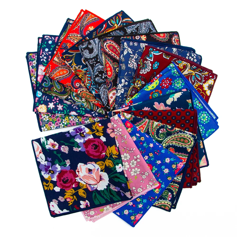 

Cotton Handkerchief New 25x25cm Printing Flower Paisley Pocket Squares Fashion Vintage Suit Pocket Towel Hanky for Men