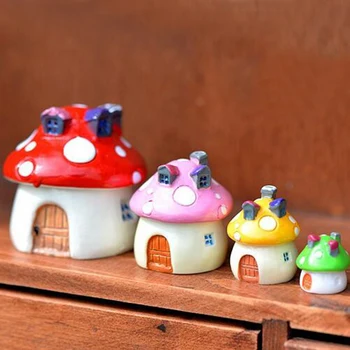 

Artificial Mushroom Doll House Fairy Garden Miniatures Terrariums Resin Crafts Figurines For Home Decoration Random Color