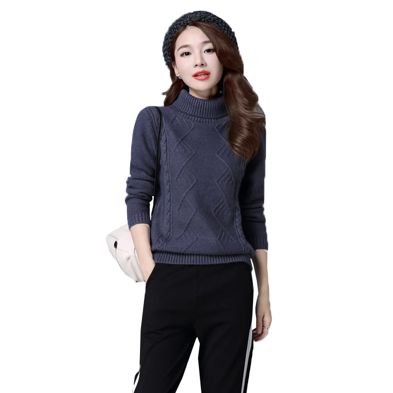 

Spring New Female High Collar Sweater Autumn Winter Knitted Screw thread Cashmere Sweaters Women Fashion Warm pullover tops X782