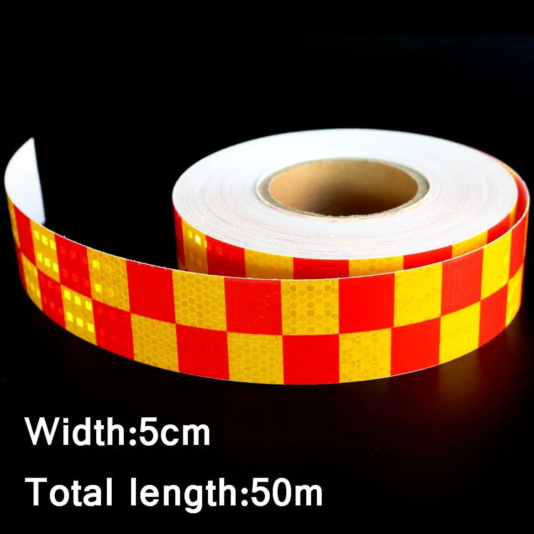 

50mx5cm Motorcycle decoration Reflective Strips Car Glue Stickers for Car-Styling Truck Safety Warning Adhesive Tape Red&Orange