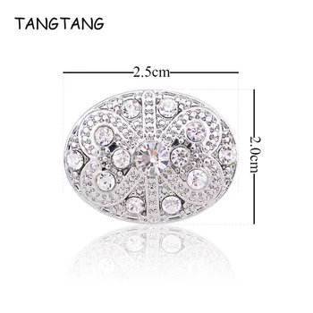 

25*20mm DIY Rhinestone Silver Shank Buttons Metal Upholstery Sewing Decorative Button Women Coat Botones Decorativos 50PCS NK026