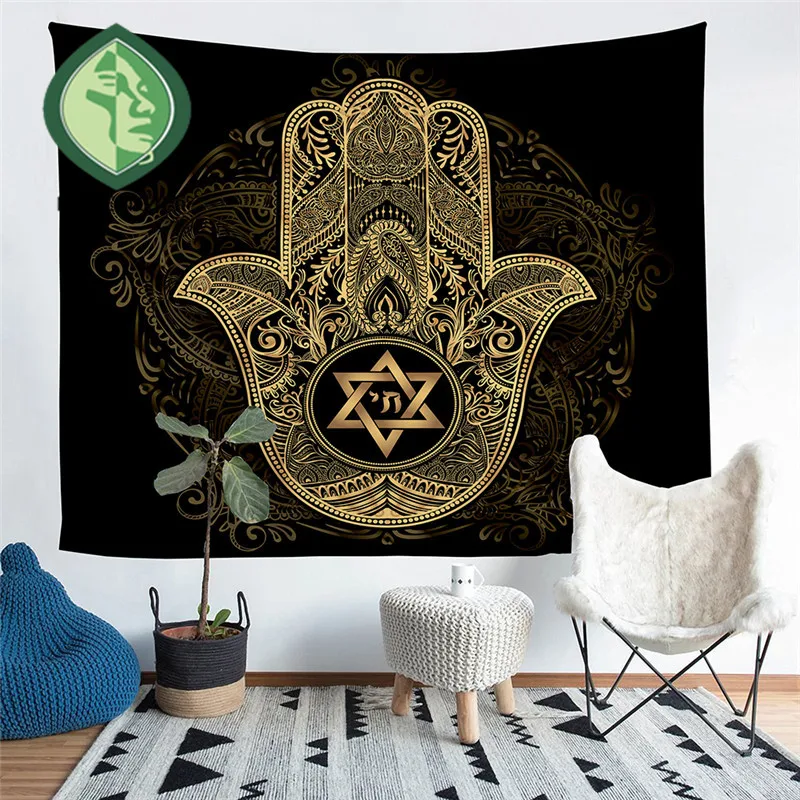 

HELENGILI Home Furnishing Hamsa Hand Tapestry Wall Hanging Sandy Beach Picnic Throw Rug Blanket Camping Tent Sleeping Pad #FS