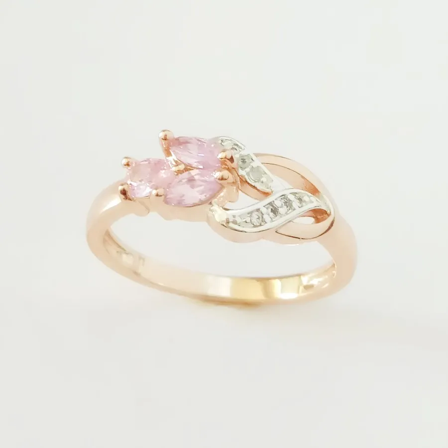 Модные обручальные кольца 585 золотого цвета женские кольца Горячая Распродажа милые розовые кубические циркониевые кольца дизайн для женщин - Цвет основного камня: Розовый