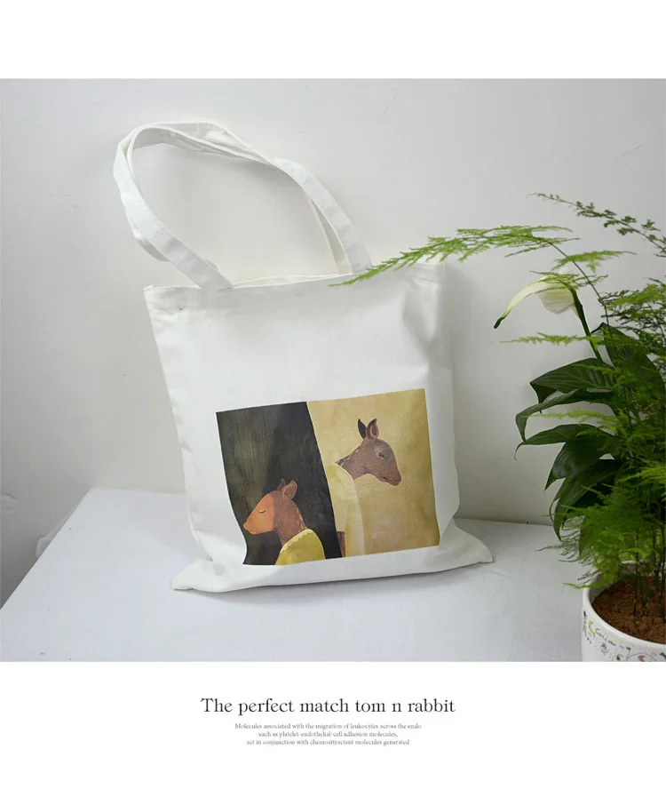 Женская Холщовая Сумка-тоут, простая повседневная мультяшная печать животных, тканевые сумки многоразового использования для покупок, складные сумки через плечо, сумки для отдыха