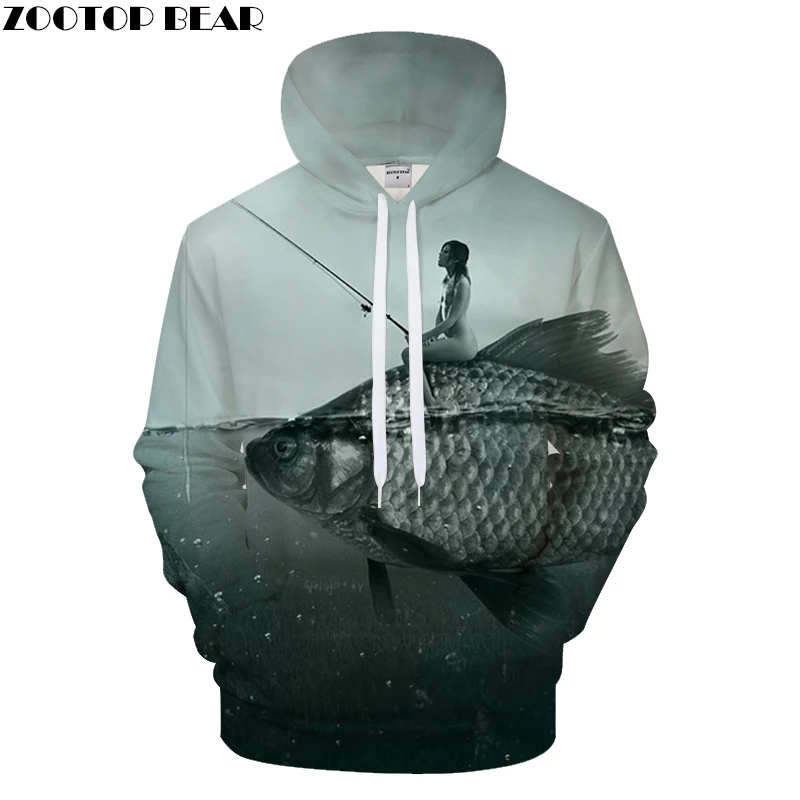 3D Tropical Fish Funny Hoodies For Fishinger Fisherman Men Women Long