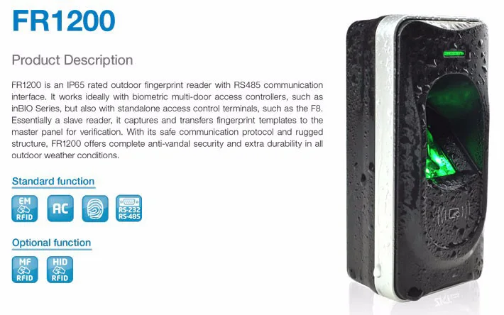 FR1200 IC карта считыватель контроля доступа отпечатков пальцев сенсор сканер отпечатков пальцев RF485 порт Can inbio160 inbio260 Inbio 460 F18