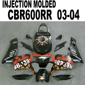 

Injection Fairing kit for Honda CBR 600 2003 2004 03 04 ( Black Orange ) Fairings cbr600 lI43