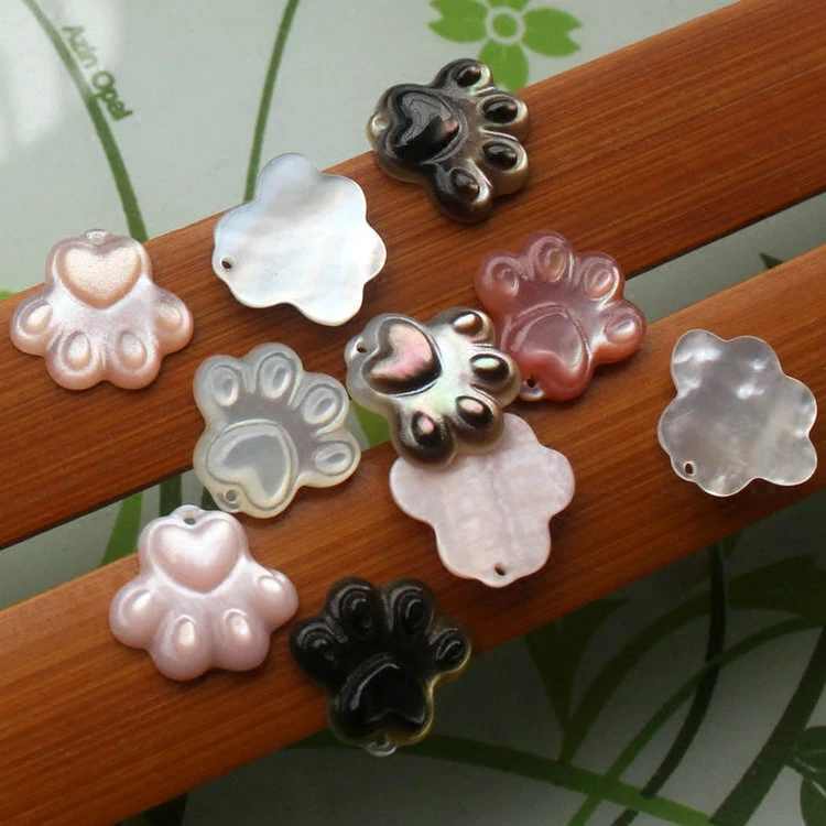 

60pcs/lot 13mm Natural Cat Foot Cut Mother Pearl Shell White Natural Cat Foot Mother Pearl for DIY Jewelry MOP Shell Beads