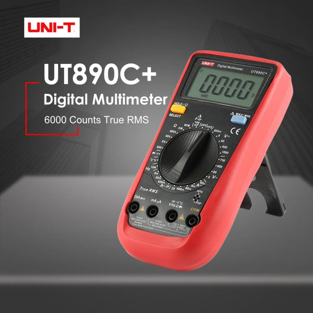 

UNI-T UT890C+ Digital Multimeter True RMS AC/DC Meter Tester with 6000 Counts DC/AC Voltage Current Temperature