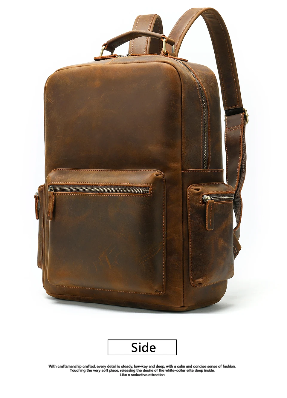 9 Crazy Horse Leather Backpack Men Backpacks Casual Daypacks Leather Laptop Bag 14 inch Men's Travel Shoulder Bags Male Bag