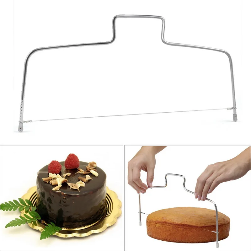 1PC Adjustable Wire Cake Cutter Stainless Steel Slicer Leveler DIY Cake Baking Tools Kitchen Accessories High Quality - Цвет: single wire cutter