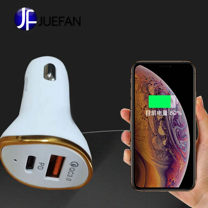 

vehicle type-C fast charging vehicle charger, horseshoe car charging qc3.0 vehicle charging