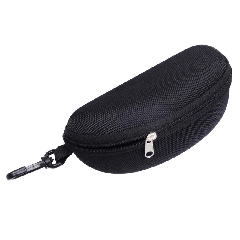 Portable Sunglasses Case Glasses Protector Lightweight Zipper Eyeglass Shell with Carabiner New - Цвет: black