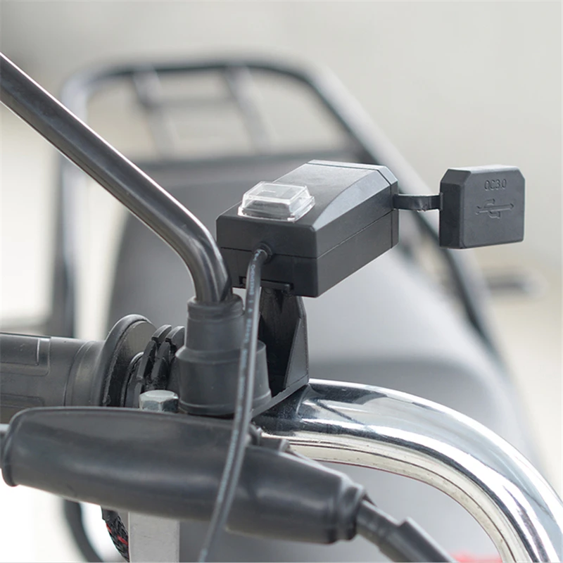 Motorcycle QC3.0 USB Charger Waterproof Dual USB Moto Quick Change QC 3.0 Fast Charging 12-24V for motocicleta 22mm Handlebar