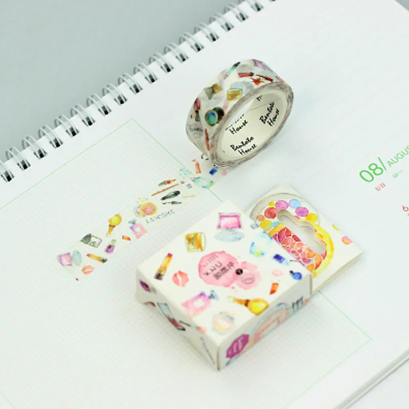

2018 1P Colored Makeup Small Things Flower Food Animals Decorative Washi Tape DIY Scrapbooking Masking Tape School Office Supply