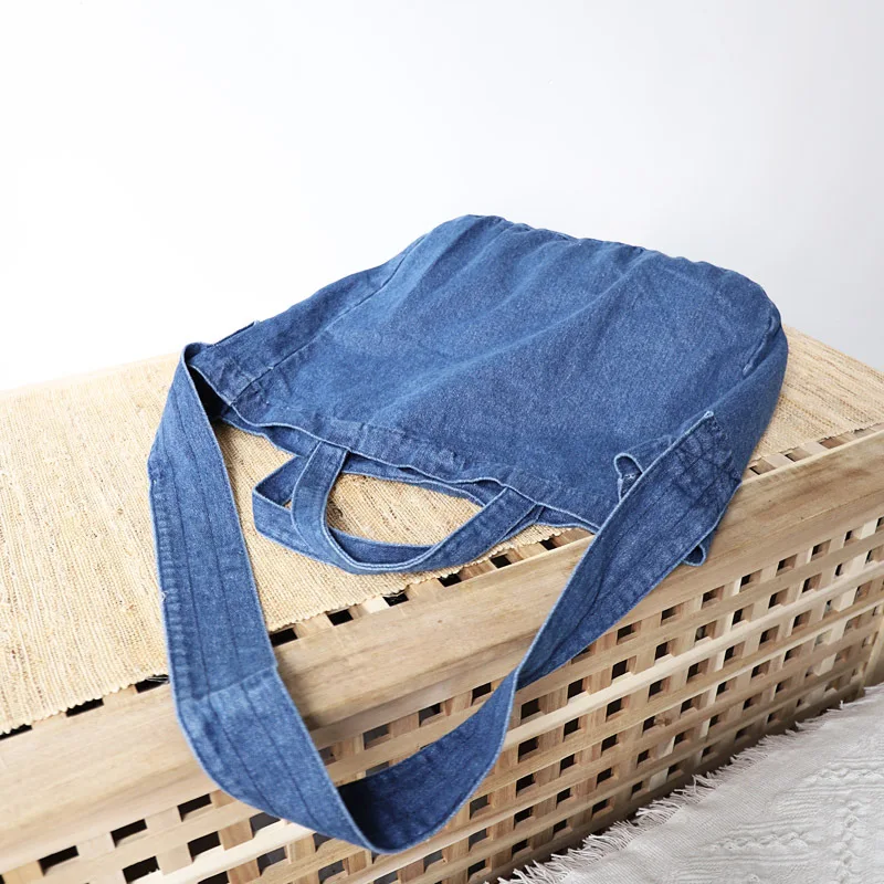 Повседневная Женская джинсовая сумка, Женская однотонная Высококачественная Холщовая Сумка на плечо, простая джинсовая сумка-мессенджер, сумка-тоут